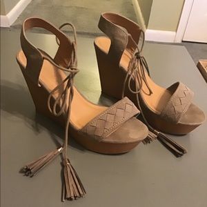 Altered State ankle-lace tasseled wedge sandals